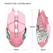 Load image into Gallery viewer, Pink Girly Gaming Mouse 3200DPI Backlight Adjustable 4 Level DPI Wired Women's Mice For Gamers

