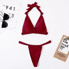 将图片加载到图库查看器，Pink Woman Summer Swimsuit Mini Lace Up Adjustable Bikinis Set Beachwear Top Swimwear Women Swimming Wear Colorful Beach Bathing Suit
