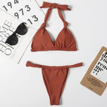 将图片加载到图库查看器，Pink Woman Summer Swimsuit Mini Lace Up Adjustable Bikinis Set Beachwear Top Swimwear Women Swimming Wear Colorful Beach Bathing Suit
