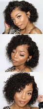 将图片加载到图库查看器，Pixie Cut Short Curly Lace Front Human Hair Wigs for Black Women Brazilian Water Deep Wave Side Part Bob Wig Transparent Lace Wigs For Black Women Gifts for Girlfriends
