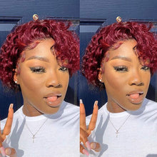 Load image into Gallery viewer, Pixie Cut Short Curly Wig Human Hair Wigs Pre Plucked Brazilian Deep Water Wave Virgin Lace Front Wig For Women With Baby Hair Wigs For Black Women Gifts for Girlfriends
