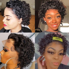 Load image into Gallery viewer, Pixie Cut Short Curly Wig Human Hair Wigs Pre Plucked Brazilian Deep Water Wave Virgin Lace Front Wig For Women With Baby Hair Wigs For Black Women Gifts for Girlfriends
