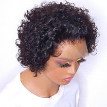Load image into Gallery viewer, Pixie Cut Wig Short Bob Curly Lace Frontal Human Hair Wig Transparent Lace Wig For Women Deep Wave Human Hair Wigs For Black Women Gifts for Girlfriends
