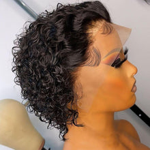 Load image into Gallery viewer, Pixie Cut Wig Short Bob Curly Lace Frontal Human Hair Wig Transparent Lace Wig For Women Deep Wave Human Hair Wigs For Black Women Gifts for Girlfriends
