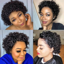 将图片加载到图库查看器，Pixie Cut Wig Short Curly Human Hair Wigs Human Hair Wig 13X1 Transparent Lace Wig For Women Human Hair Pre Plucked Baby Hair Wigs For Black Women
