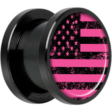 Load image into Gallery viewer, Pink American Flag Black Anodized Screw Fit Plug Set 1/2
