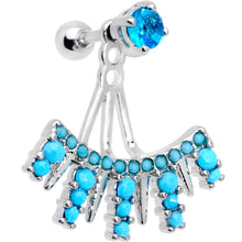 将图片加载到图库查看器，1/4 Aqua Gem Darling Fan Dangle Cartilage Tragus Piercing
