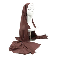将图片加载到图库查看器，Plain Colorful Soft Lightweight Chiffon Elegant Hijab Scarf With Bandage Non-Slip Chiffon Echarpe Elegant Breathable Islam Long Hijabs Headband Fashion Turban Headwrap For Women
