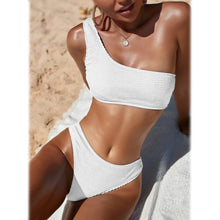 将图片加载到图库查看器，Plain One Shoulder Bikini Swimsuit
