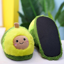 将图片加载到图库查看器，Plush Avocado Slippers Fruit Toys Cute Warm Winter Shoes Women Indoor Household Slippers With Fuzzy Plush Faux Fur Comfy Memory Foam Slip On House Shoes
