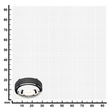 将图片加载到图库查看器，Mens Center Solid Carbon Fiber Ridged Stainless Steel Ring
