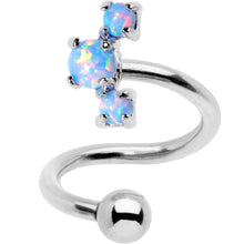 Load image into Gallery viewer, Blue Synthetic Opal Cluster Spiral Twister Top Mount Belly Ring
