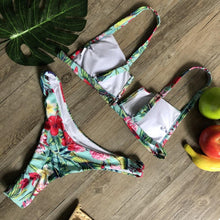 将图片加载到图库查看器，Popular Women's Beachwear  Bikini Set Swimwear Push-Up Padded Swimsuit Floral Bikini Set Low Rise Ruffled Two Pieces Swimsuit Push Up Bathing Suit Swimwear
