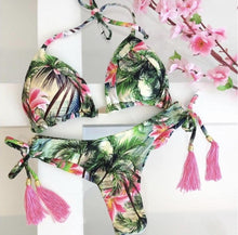 将图片加载到图库查看器，Popular Women's Beachwear  Bikini Set Swimwear Push-Up Padded Swimsuit Floral Bikini Set Low Rise Ruffled Two Pieces Swimsuit Push Up Bathing Suit Swimwear
