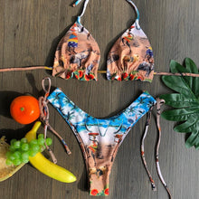 将图片加载到图库查看器，Popular Women's Beachwear  Bikini Set Swimwear Push-Up Padded Swimsuit Floral Bikini Set Low Rise Ruffled Two Pieces Swimsuit Push Up Bathing Suit Swimwear
