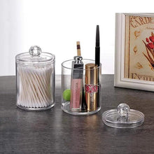 Load image into Gallery viewer, Portable 2pcs Cosmetics Storage Box Makeup Organizer Bathroom Jar Cotton Swab Cotton Pad Jewelry Round Plastic Box Storage Container
