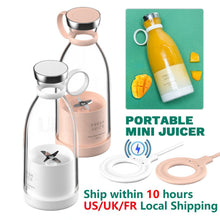 Load image into Gallery viewer, Portable Blender Juicer Bottle Mixer Electric Wireless Charge Mini Fruit Mixers Juicer Cup Blender Milkshake Juice Maker Machine Portable Mini Blender with Wireless Charging for Home, Office &amp; Outdoor Juicer
