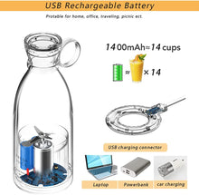 Load image into Gallery viewer, Portable Blender Juicer Bottle Mixer Electric Wireless Charge Mini Fruit Mixers Juicer Cup Blender Milkshake Juice Maker Machine Portable Mini Blender with Wireless Charging for Home, Office &amp; Outdoor Juicer
