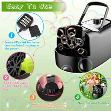 将图片加载到图库查看器，Portable Bubble Blowing Machine  with 2 Speeds Handle 3000-4000 Bubbles Per Minute Plug-In Battery Powered
