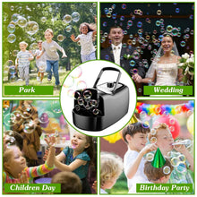 将图片加载到图库查看器，Portable Bubble Blowing Machine  with 2 Speeds Handle 3000-4000 Bubbles Per Minute Plug-In Battery Powered
