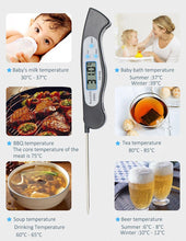 Load image into Gallery viewer, Portable Digital Kitchen Thermometer Food Cooking Meat Barbecue With Probe Food Thermometer Instant Read Meat Thermometer for Grill and Cooking Best Waterproof Ultra Fast Thermometer With Backlight &amp; Calibration For Food Milk Water Cooking Kitchen Tools
