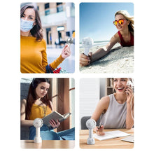 Load image into Gallery viewer, Portable Fan Mini Handheld Fan USB Rechargeable 3 Speed Personal Handheld Small Pocket Fan with Base for Indoor Outdoor Handheld Fan Mini Portable Fan Rechargeable Battery Fan Cute Design 3 Speed Dual Motors Personal Small Desk Fan with Base
