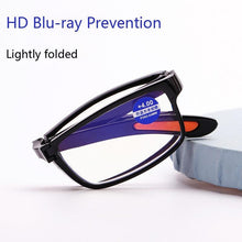 将图片加载到图库查看器，Portable Folding Reading Glasses Anti Blue Light Computer Gaming Eyeglasses Eye Protection Eyewear Men Eyeglasses Women Unisex Eyeglasses Decoration Eyewear Blue Light Blocking Glasses Thick Round Rim Frame Eyeglasses
