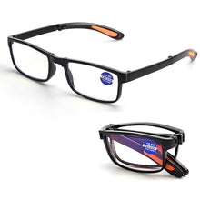 将图片加载到图库查看器，Portable Folding Reading Glasses Anti Blue Light Computer Gaming Eyeglasses Eye Protection Eyewear Men Eyeglasses Women Unisex Eyeglasses Decoration Eyewear Blue Light Blocking Glasses Thick Round Rim Frame Eyeglasses
