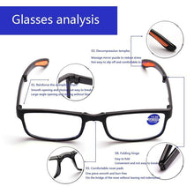 将图片加载到图库查看器，Portable Folding Reading Glasses Anti Blue Light Computer Gaming Eyeglasses Eye Protection Eyewear Men Eyeglasses Women Unisex Eyeglasses Decoration Eyewear Blue Light Blocking Glasses Thick Round Rim Frame Eyeglasses

