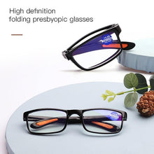 将图片加载到图库查看器，Portable Folding Reading Glasses Anti Blue Light Computer Gaming Eyeglasses Eye Protection Eyewear Men Eyeglasses Women Unisex Eyeglasses Decoration Eyewear Blue Light Blocking Glasses Thick Round Rim Frame Eyeglasses
