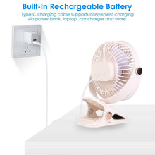 Load image into Gallery viewer, Portable Quiet Rechargeable Clip-On Fan
