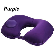 将图片加载到图库查看器，Portable U-Shape Inflatable Travel Pillow Car Head Rest Air Cushion for Travel Office Nap Head Rest Air Cushion Neck Pillow  Inflatable Travel Neck Pillows Hand Press U-Shaped Headrest Cushion Compressible Ergonomic Inflating Pillows for Neck Support
