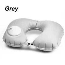 将图片加载到图库查看器，Portable U-Shape Inflatable Travel Pillow Car Head Rest Air Cushion for Travel Office Nap Head Rest Air Cushion Neck Pillow  Inflatable Travel Neck Pillows Hand Press U-Shaped Headrest Cushion Compressible Ergonomic Inflating Pillows for Neck Support
