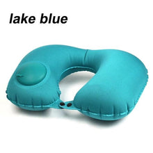 将图片加载到图库查看器，Portable U-Shape Inflatable Travel Pillow Car Head Rest Air Cushion for Travel Office Nap Head Rest Air Cushion Neck Pillow  Inflatable Travel Neck Pillows Hand Press U-Shaped Headrest Cushion Compressible Ergonomic Inflating Pillows for Neck Support
