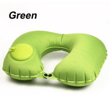 将图片加载到图库查看器，Portable U-Shape Inflatable Travel Pillow Car Head Rest Air Cushion for Travel Office Nap Head Rest Air Cushion Neck Pillow  Inflatable Travel Neck Pillows Hand Press U-Shaped Headrest Cushion Compressible Ergonomic Inflating Pillows for Neck Support
