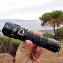 Load image into Gallery viewer, Powerful Flashlight Rechargeable Waterproof Searchlight Powerful Long Beam Distance LED Super Bright Flashlight Cree Torch with  Ramping Indicator USB Charger Super Bright Torch Best For Hiking Hunting Camping Outdoor Sport
