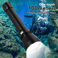 Load image into Gallery viewer, Powerful LED Rechargeable Dive Flashlight Cree Diving Flashlight Underwater Waterproof  High Lumen LED Scuba Diving  Torch Flashlight For Scuba Diving Underwater Torch
