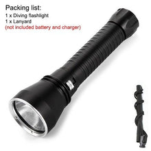 Load image into Gallery viewer, Powerful LED Rechargeable Dive Flashlight Cree Diving Flashlight Underwater Waterproof  High Lumen LED Scuba Diving  Torch Flashlight For Scuba Diving Underwater Torch
