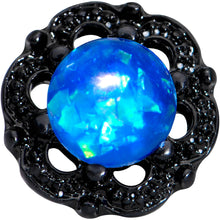 Load image into Gallery viewer, 16G 1/4 Black PVD Blue Faux Opal Ornate Tragus Cartilage Earring
