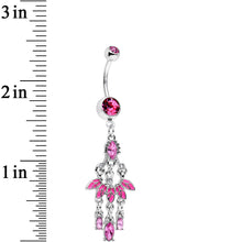 将图片加载到图库查看器，Pink Gem Party Ready Fan Chandelier Dangle Belly Ring
