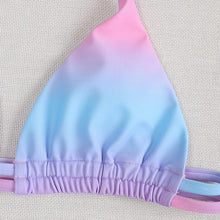 将图片加载到图库查看器，Print Swimsuit 3 Piece Mesh Bikini Set  Women's Ribbed Floral Bikini Set Tie Side Swimsuit Cover Ups Daisy Butterfly Print Three Piece Bikini Swimwear Triangle Micro Bikini String Halter Swimwear Women Low Waist Bathing Suit
