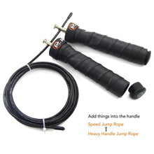 将图片加载到图库查看器，Pro Speed Jump Rope Sweatband Handles Adjustable With Ball Bearings Workout Weight Jump Rope Steel Fast Speed Clip Steel Cable Training Grip Handle With Metal Removable Double Skipping Fitness Training

