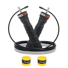 将图片加载到图库查看器，Pro Speed Jump Rope Sweatband Handles Adjustable With Ball Bearings Workout Weight Jump Rope Steel Fast Speed Clip Steel Cable Training Grip Handle With Metal Removable Double Skipping Fitness Training
