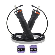 将图片加载到图库查看器，Pro Speed Jump Rope Sweatband Handles Adjustable With Ball Bearings Workout Weight Jump Rope Steel Fast Speed Clip Steel Cable Training Grip Handle With Metal Removable Double Skipping Fitness Training
