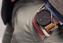 Load image into Gallery viewer, Men's Elegant Watch With Date Display And Stitched Leather Straps Unique Design Perfect Gift
