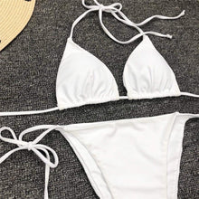 将图片加载到图库查看器，Neon Pink Bikini Women Swimwear Halter Swimsuit Female Two-Pieces Bikini Set Swimwear Halter String Triangle Bikini Sets Bather Bathing Suit Swim
