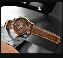 将图片加载到图库查看器，2021 New Business Men Watch Full Steel Quartz Luxury Casual Waterproof Leather Sports Male Wristwatch
