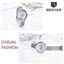 Load image into Gallery viewer, Luxury Womens Round Watch Simple Analog Quartz Watches Elegant Stainless Steel Mesh Strap Fashionable Wrist Watch For Woman
