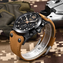 Load image into Gallery viewer, Men's Waterproof  Watch With Leather  Belts, Chronometers And Day Display Fluorescent Pointers Excellent Gift Unique Design
