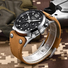 Load image into Gallery viewer, Men's Waterproof  Watch With Leather  Belts, Chronometers And Day Display Fluorescent Pointers Excellent Gift Unique Design
